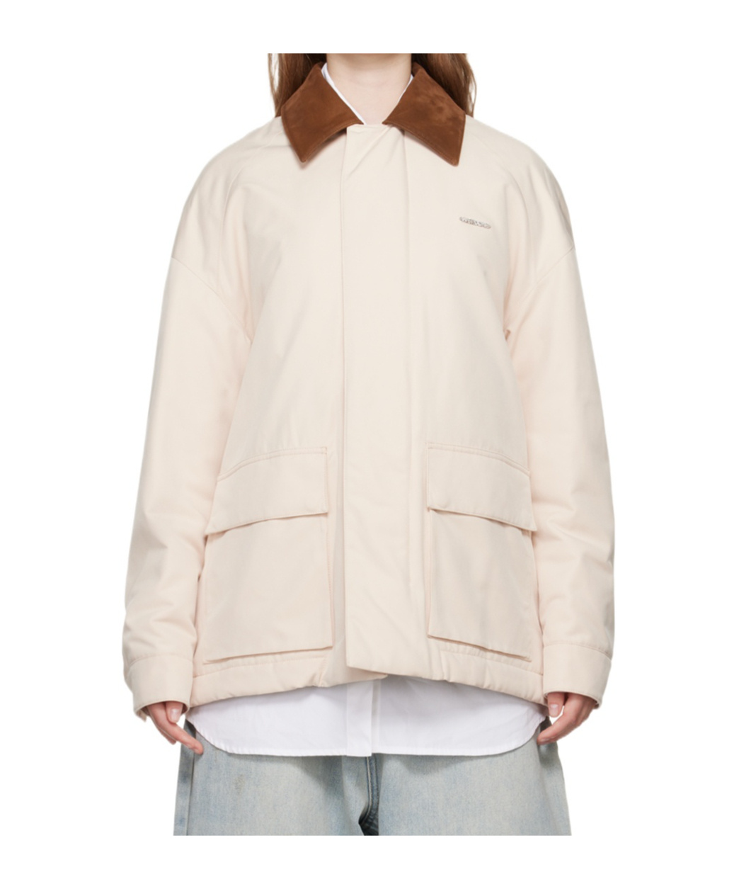 We11 Done Lapel Long-sleeved Casual Jacket In White