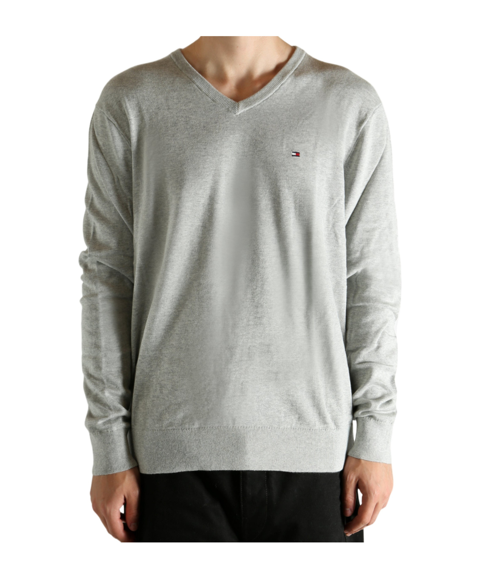 Tommy Hilfiger Long-sleeved V-neck Sweatshirt In Gray