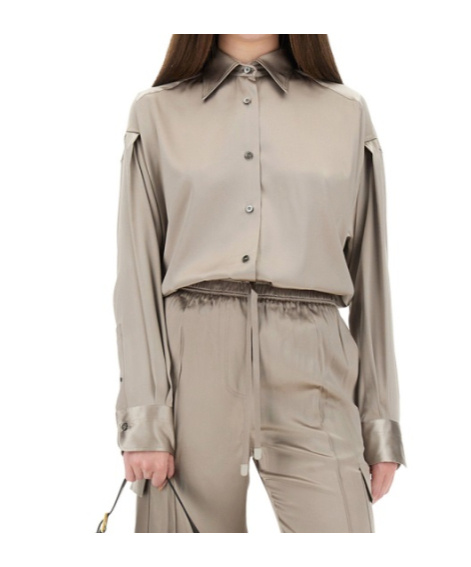 Tom Ford Satin Relaxed Fit Shirt In Gray