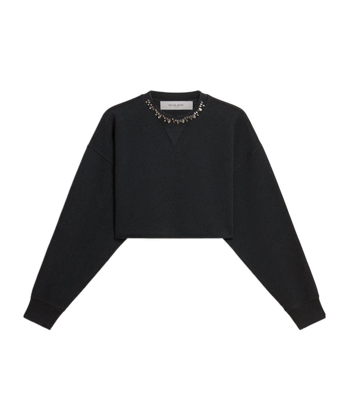 Golden Goose Golden Cropped Crewneck Sweatshirt In Black