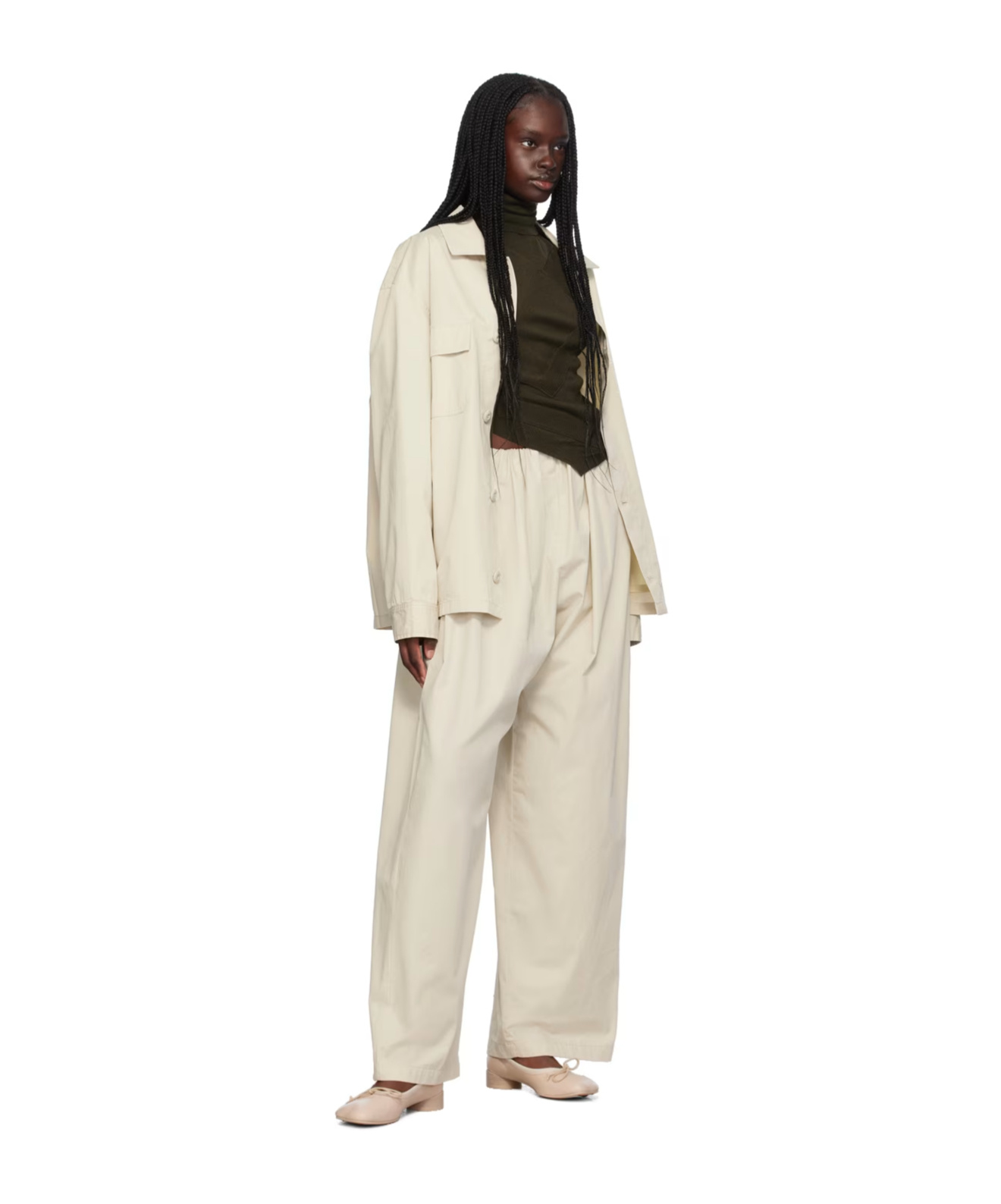 Mm6 Maison Margiela Lapel Long-sleeved Casual Jacket In Nude