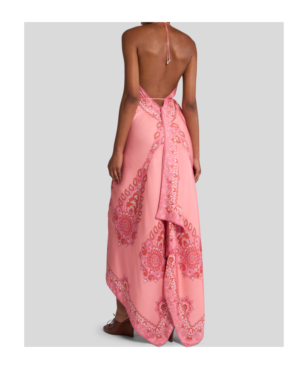 Etro Hem Halter Neck Layered Paisley Print Dress In Pink