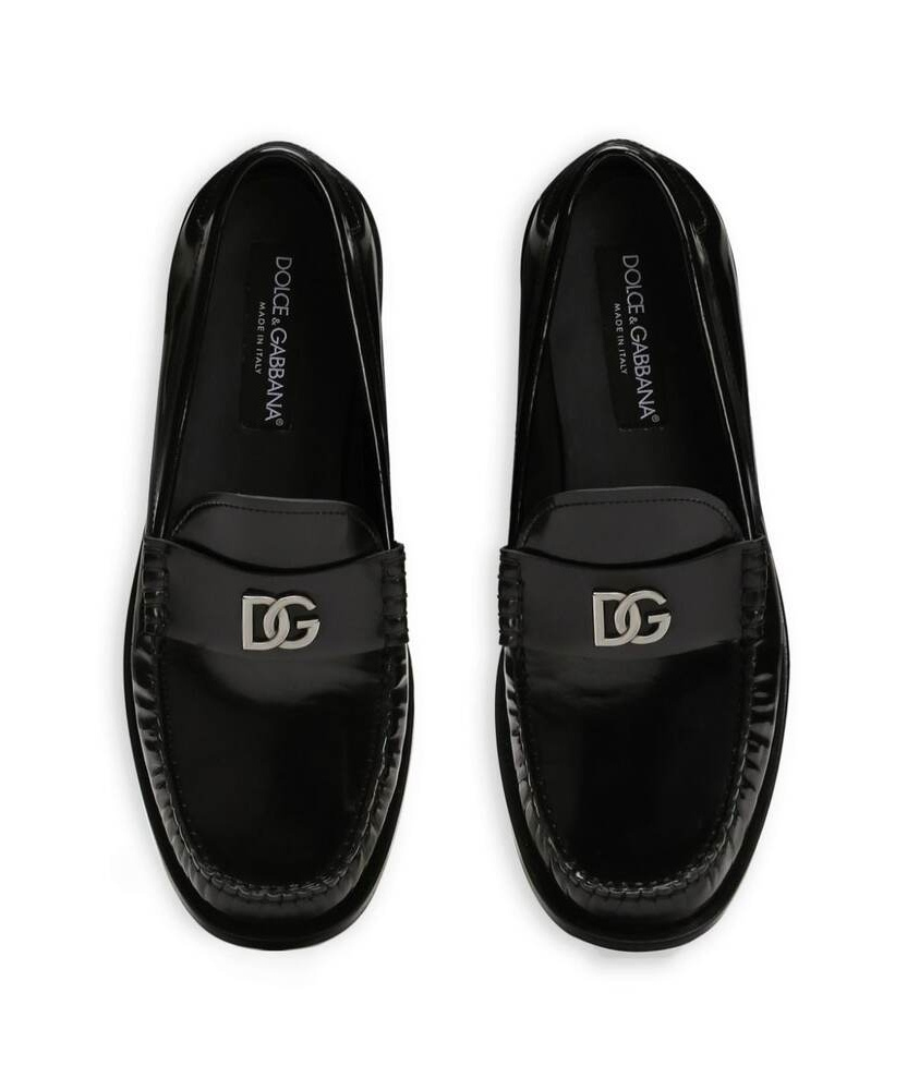 Dolce & Gabbana Dg Medallion Leather Classic Loafers In Black