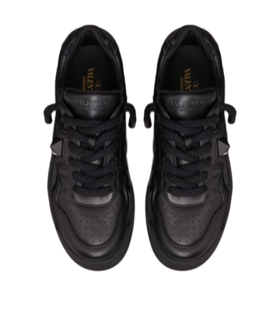 Valentino Black One Stud Xl Nappa Leather Low-top Sneakers In Black