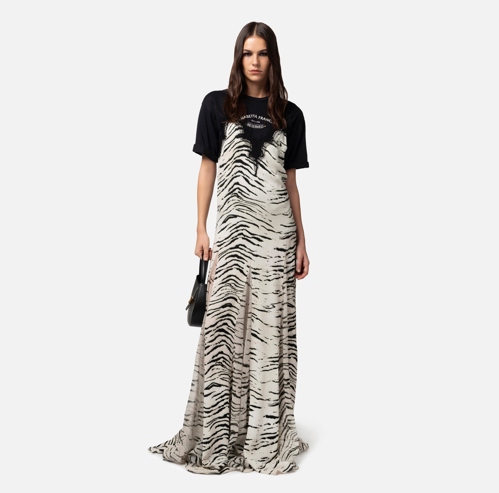 Elisabetta Franchi Animal-print Maxi Dress In White