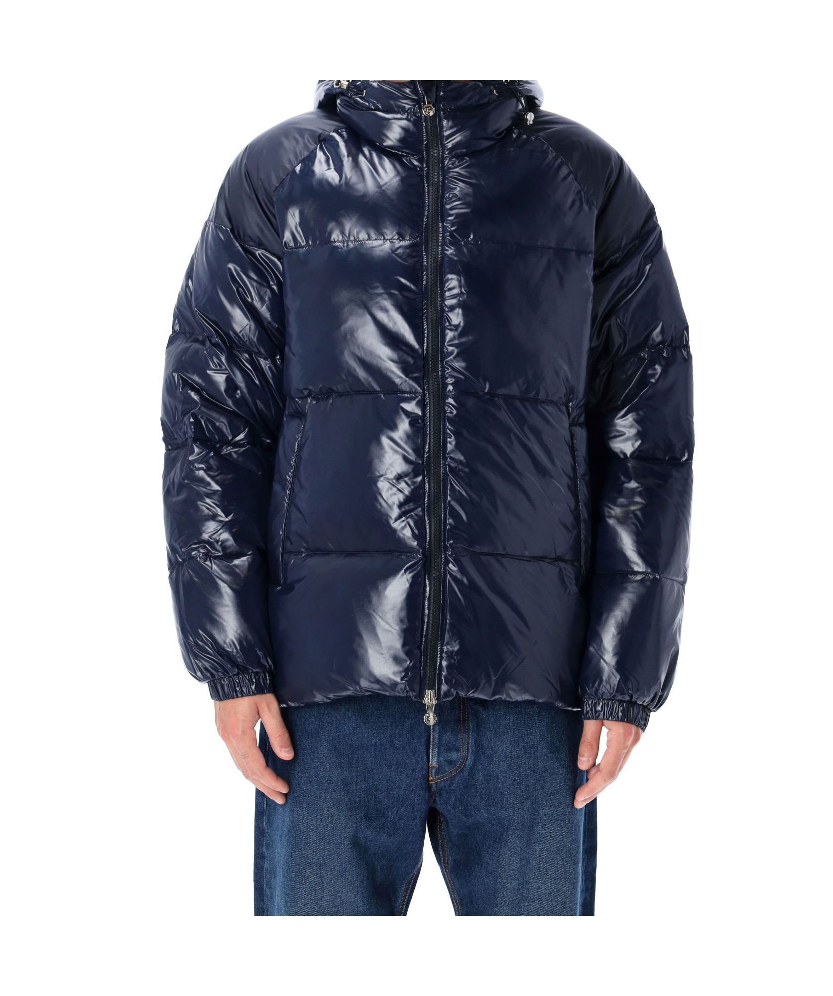 Pyrenex Blue Nylon Sten Shiny Puffer Jacket With Hood In Blue