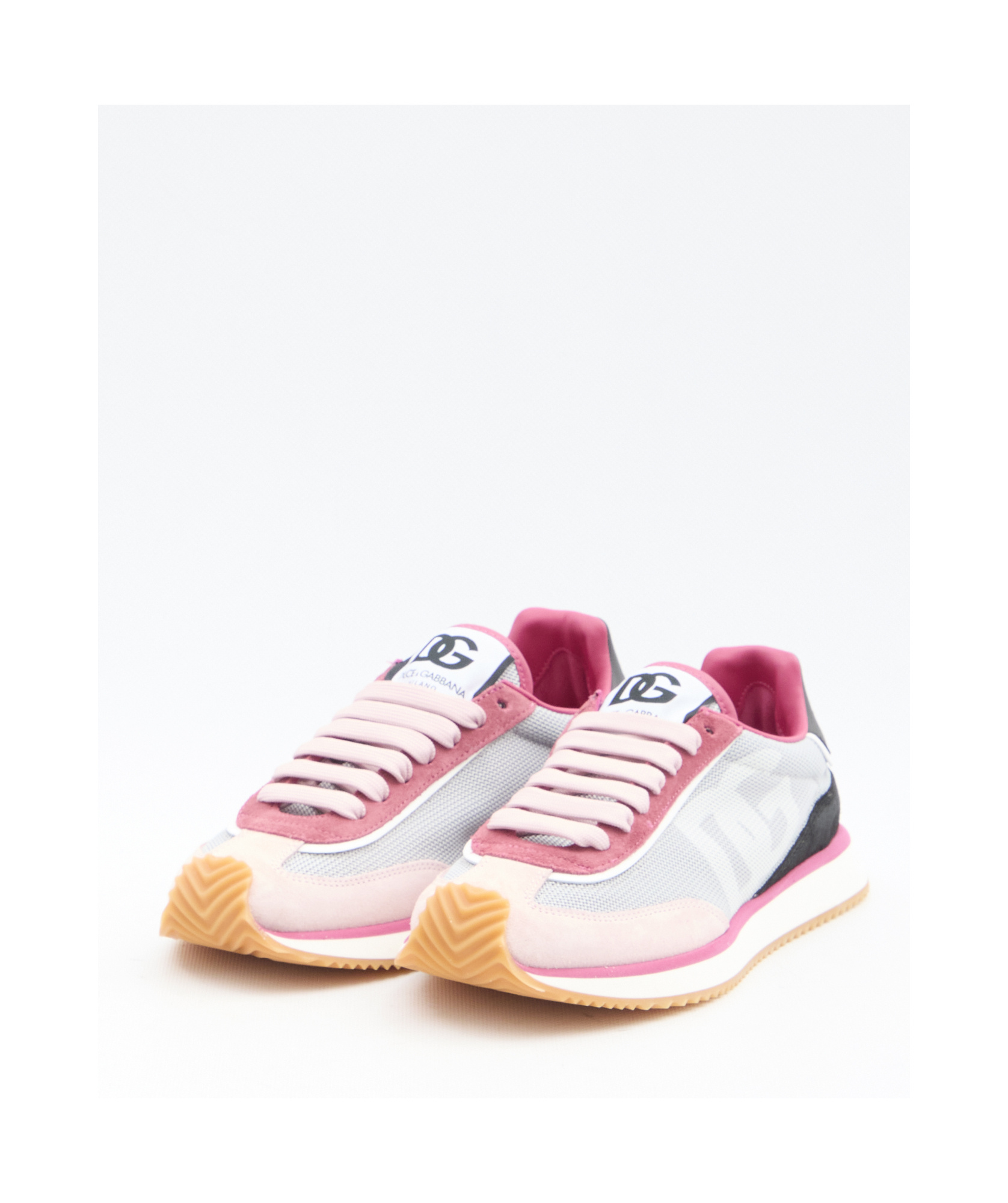 Dolce & Gabbana Cushion Sneakers With Rubber Sole And Leather Trim In White
