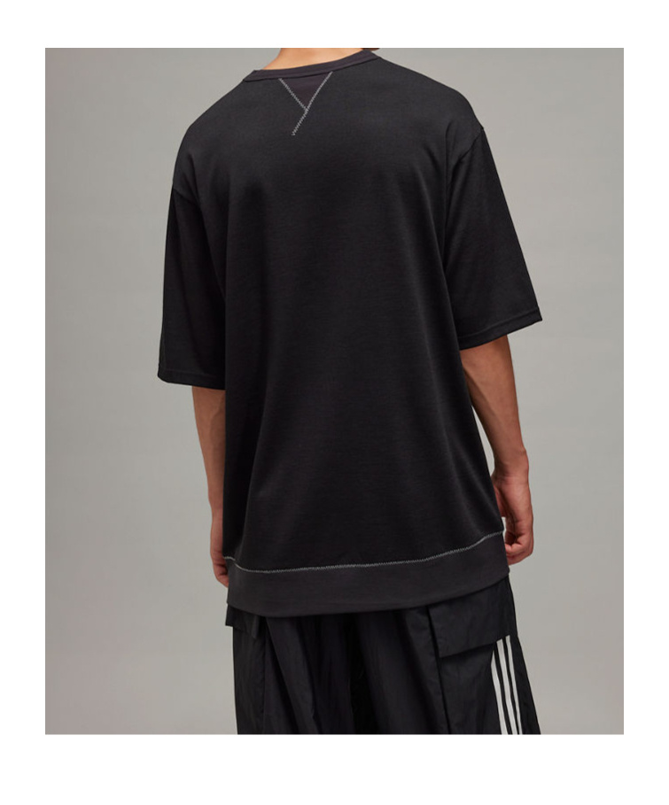 Y-3 Open-necked Black Shirt In Black