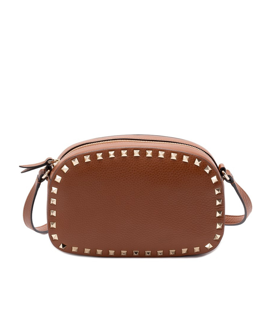 Valentino Rockstud Shoulder Bag In Brown