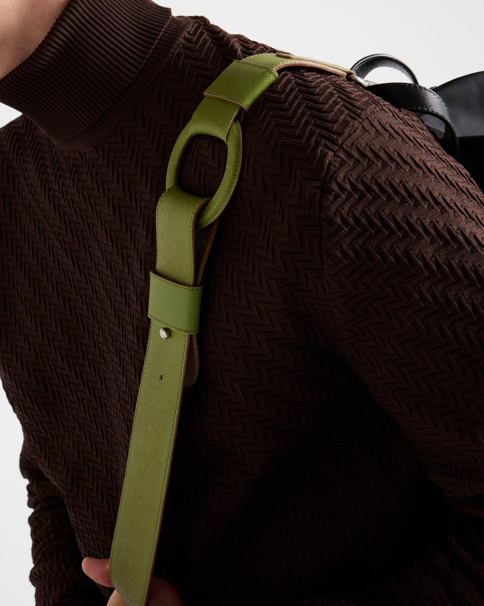 Prada Logo Shoulder Strap In Bracken Green