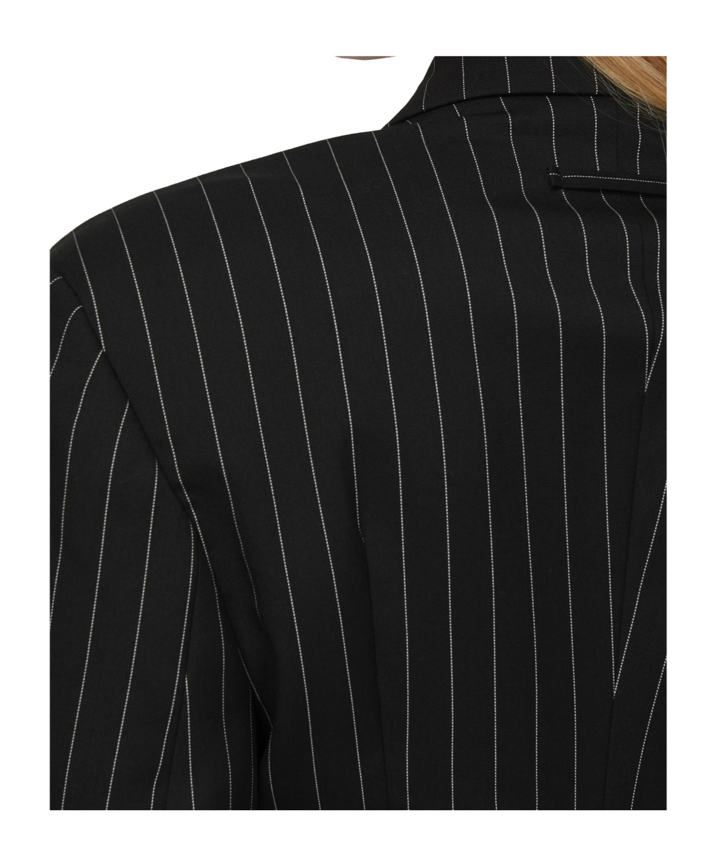 Jean Paul Gaultier Pinstripe Cropped Casual Jacket In Black