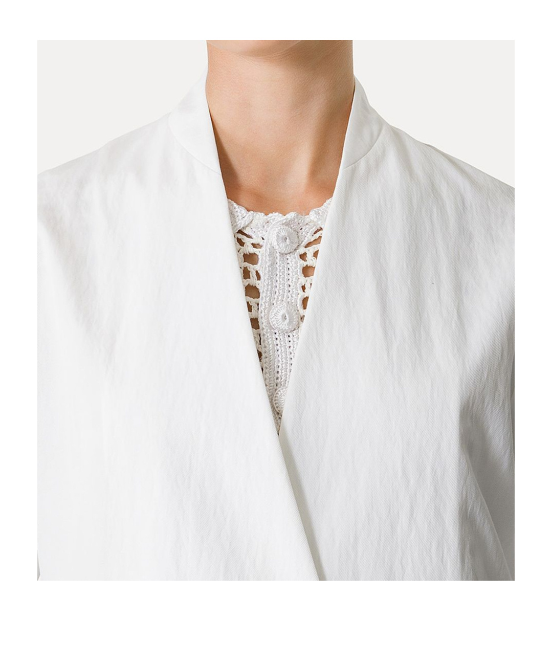 Forte Forte Viscose Cotton Twill Double Breasted Jacket In White