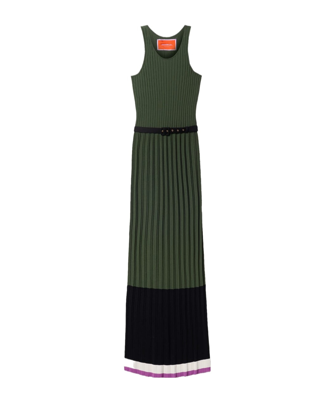 La Doublej Ribbed Pleated Maxi Dress In Green