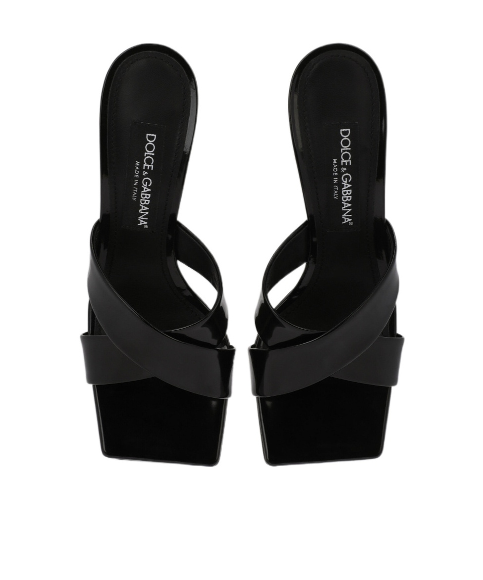 Dolce & Gabbana Square Toe High Heel Sandals In Black
