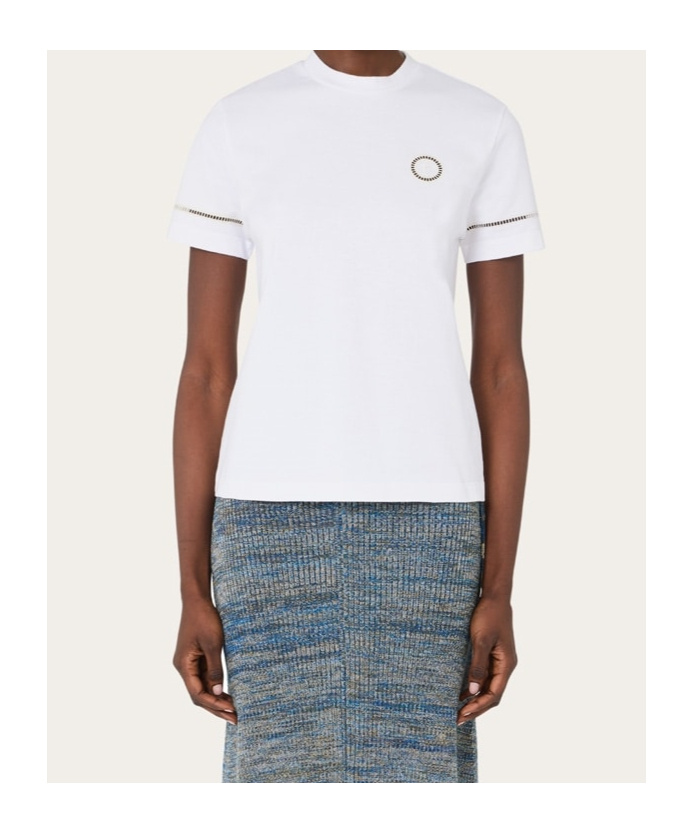 Ferragamo Ajour Sticker Short-sleeves T-shirt In White