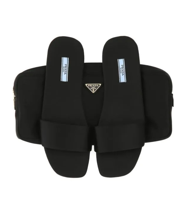Prada Silk Satin Travel Pouch For Slippers In Black