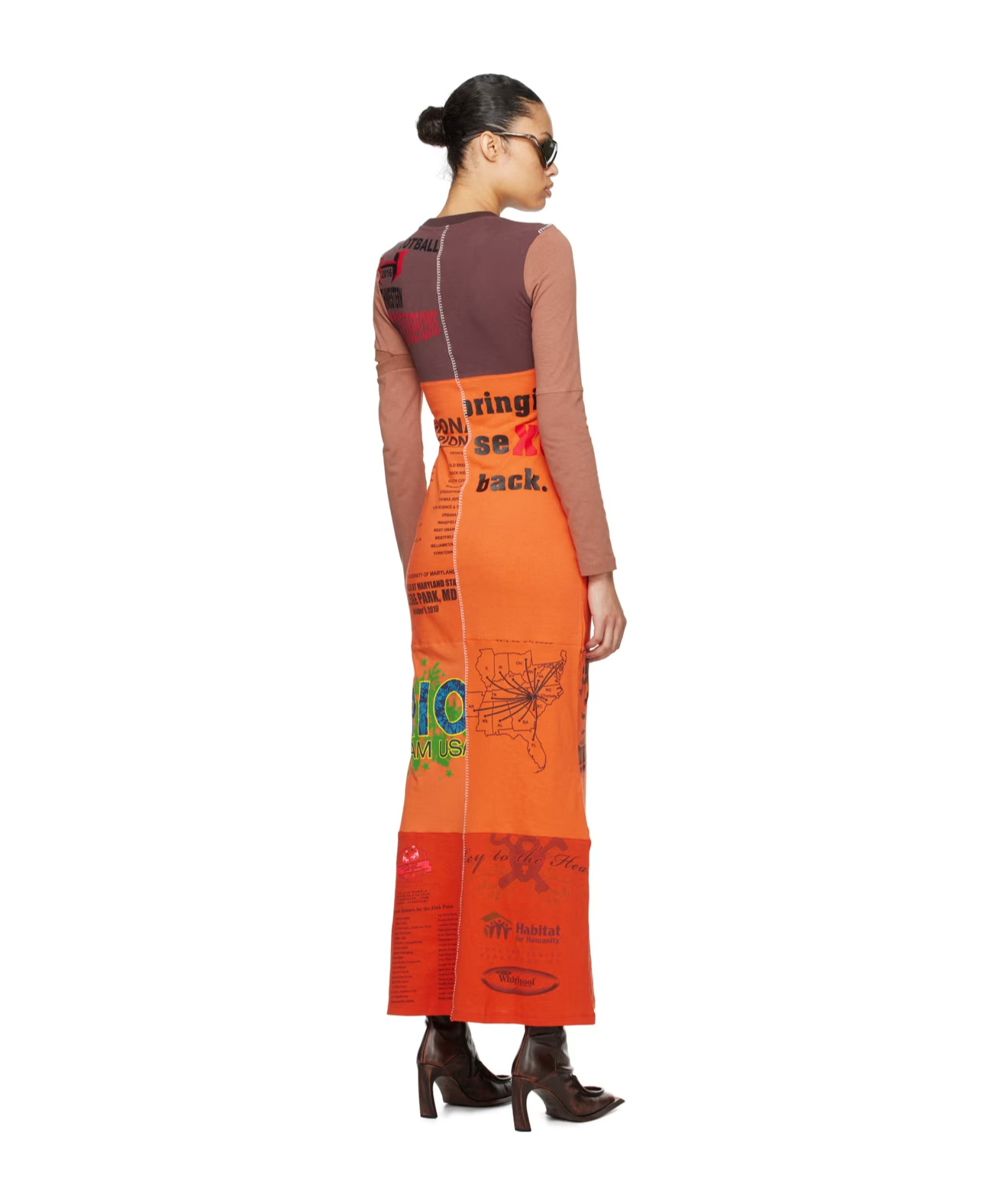 Marine Serre Round Neck Long-sleeved Dress In Multicolor