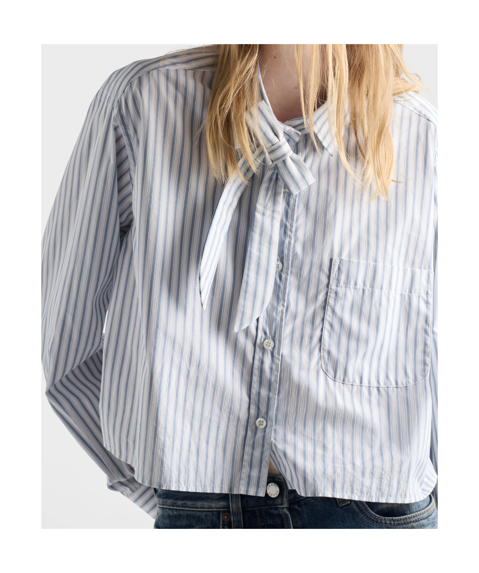 Prada Womens Light Blue Striped Cotton Poplin Shirt In Blue