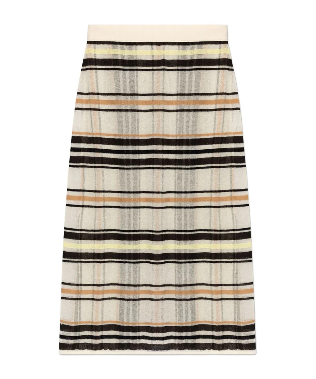 Bottega Veneta Striped Layered Skirt In Nude