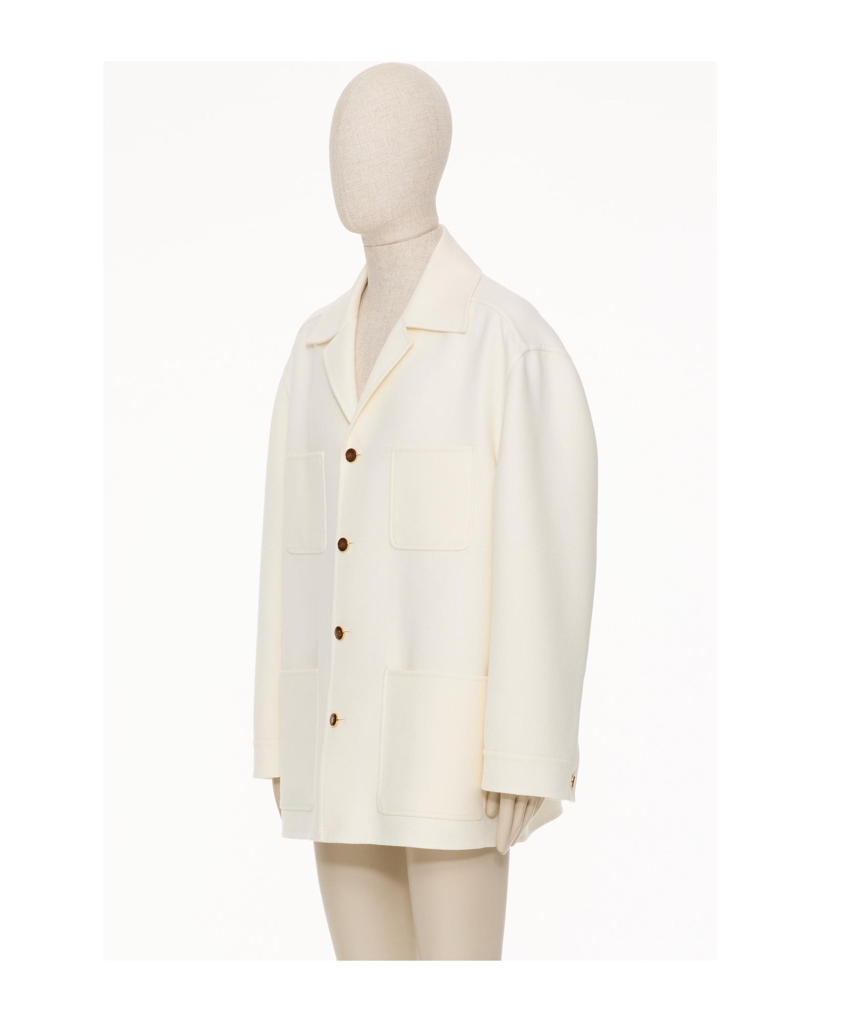 Valentino Double-layer Wool Casual Jacket In White