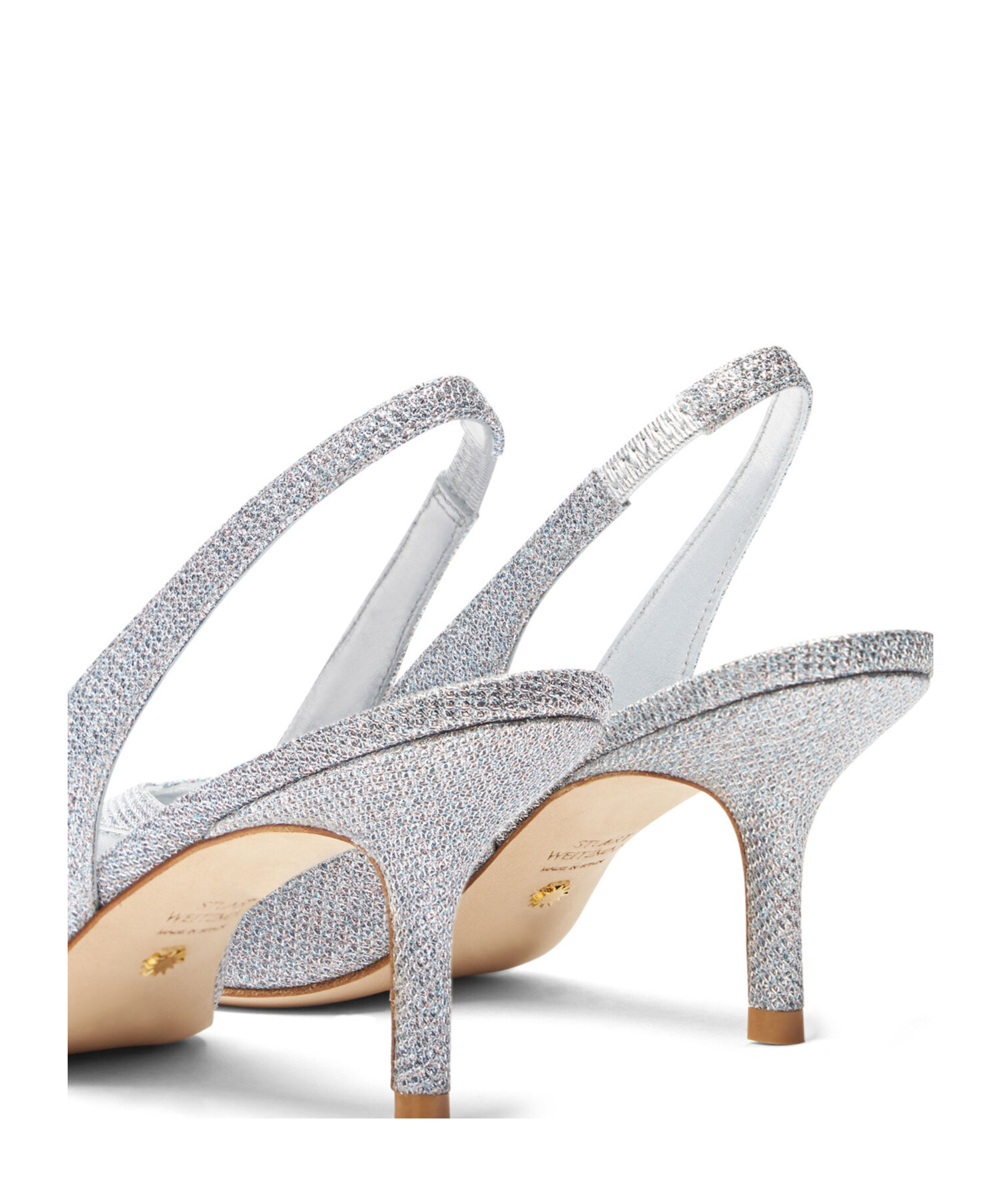 Stuart Weitzman Eva 75 Slingback Pumps In Silver