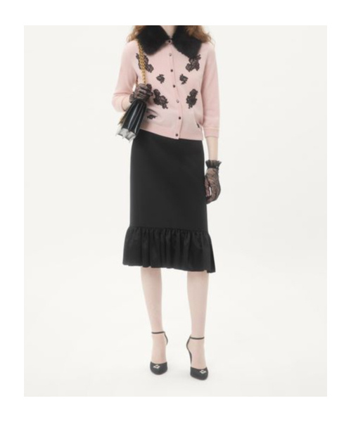 Valentino Lace-embellished Shearling-collar Cardigan In Pink