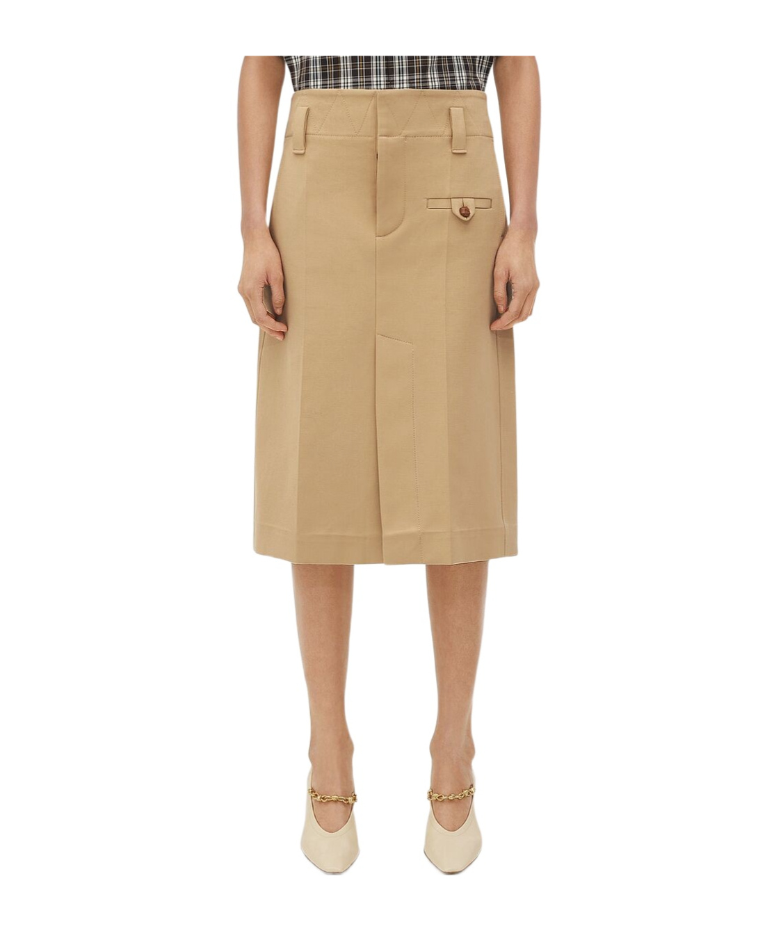 Bottega Veneta Belt Loop Mid-length Skirt In Brown