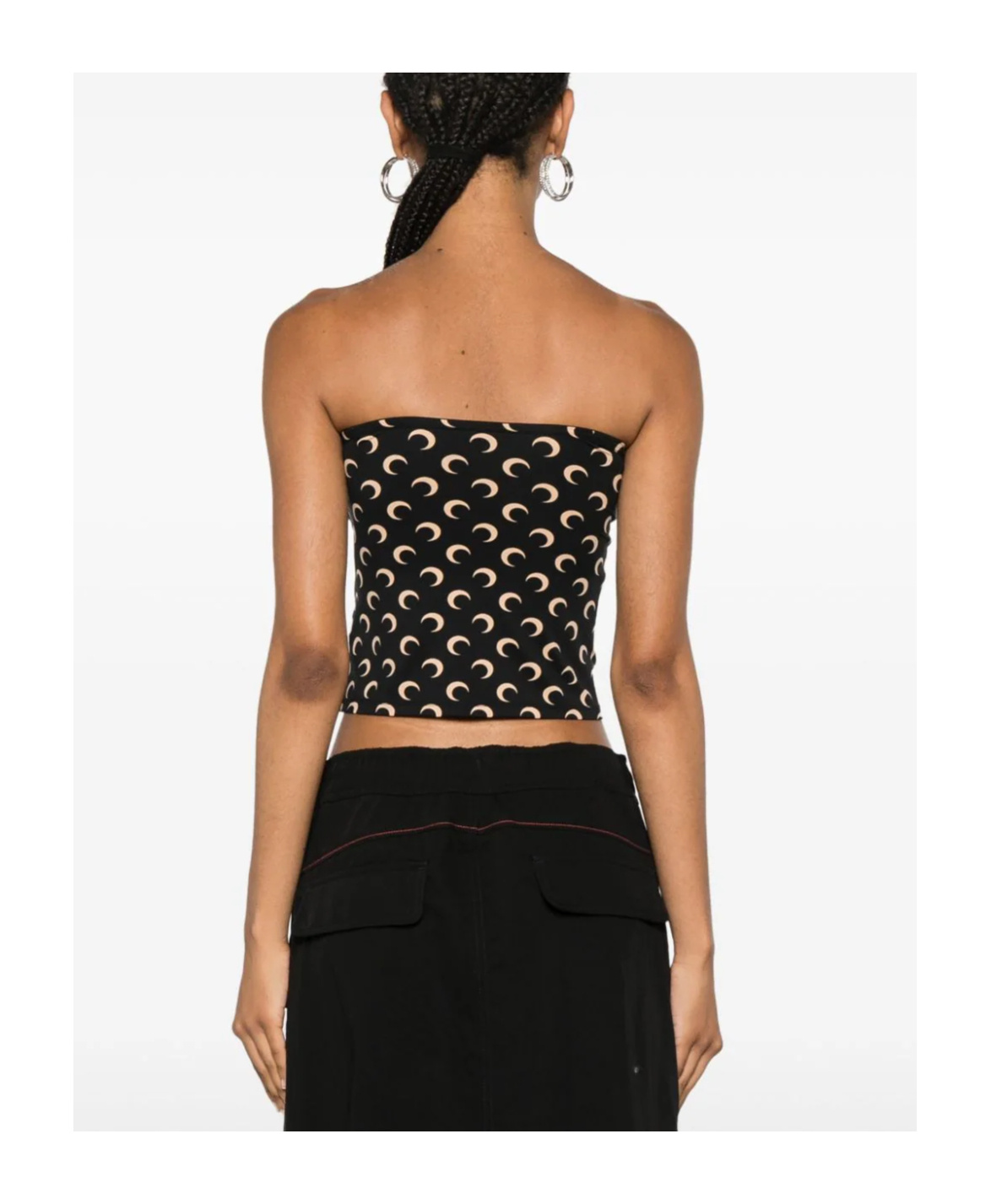 Marine Serre Moon Print Jersey Tube Top In Black