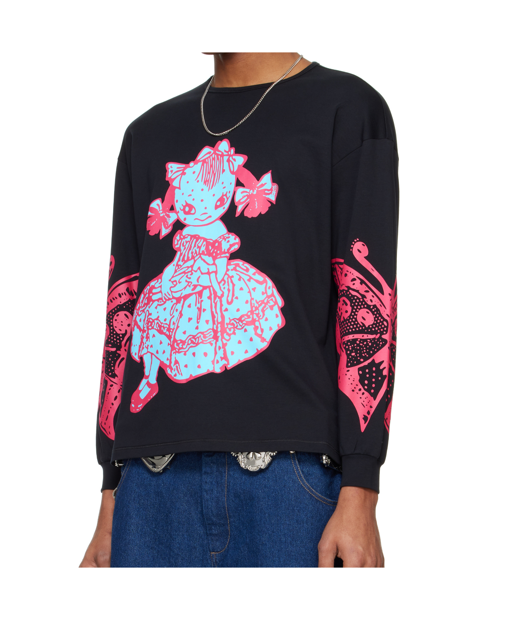 Chopova Lowena Black Dotty Oversized Jersey T-shirt In Black