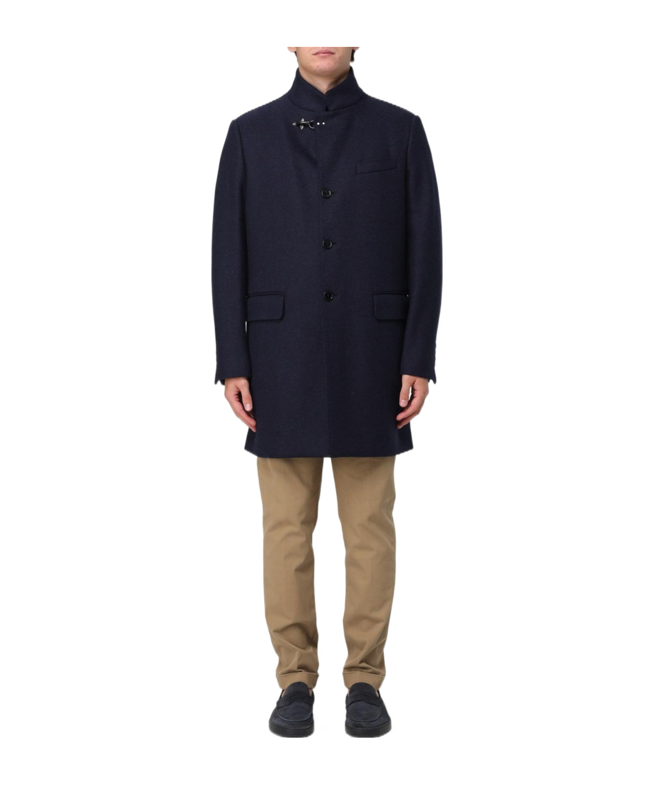 Fay Long-sleeved Coat In Black