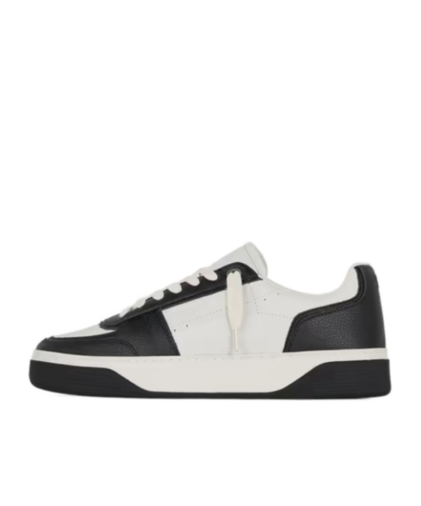 Represent Two-tone Leather And Suede Initial Sneakers In Black White