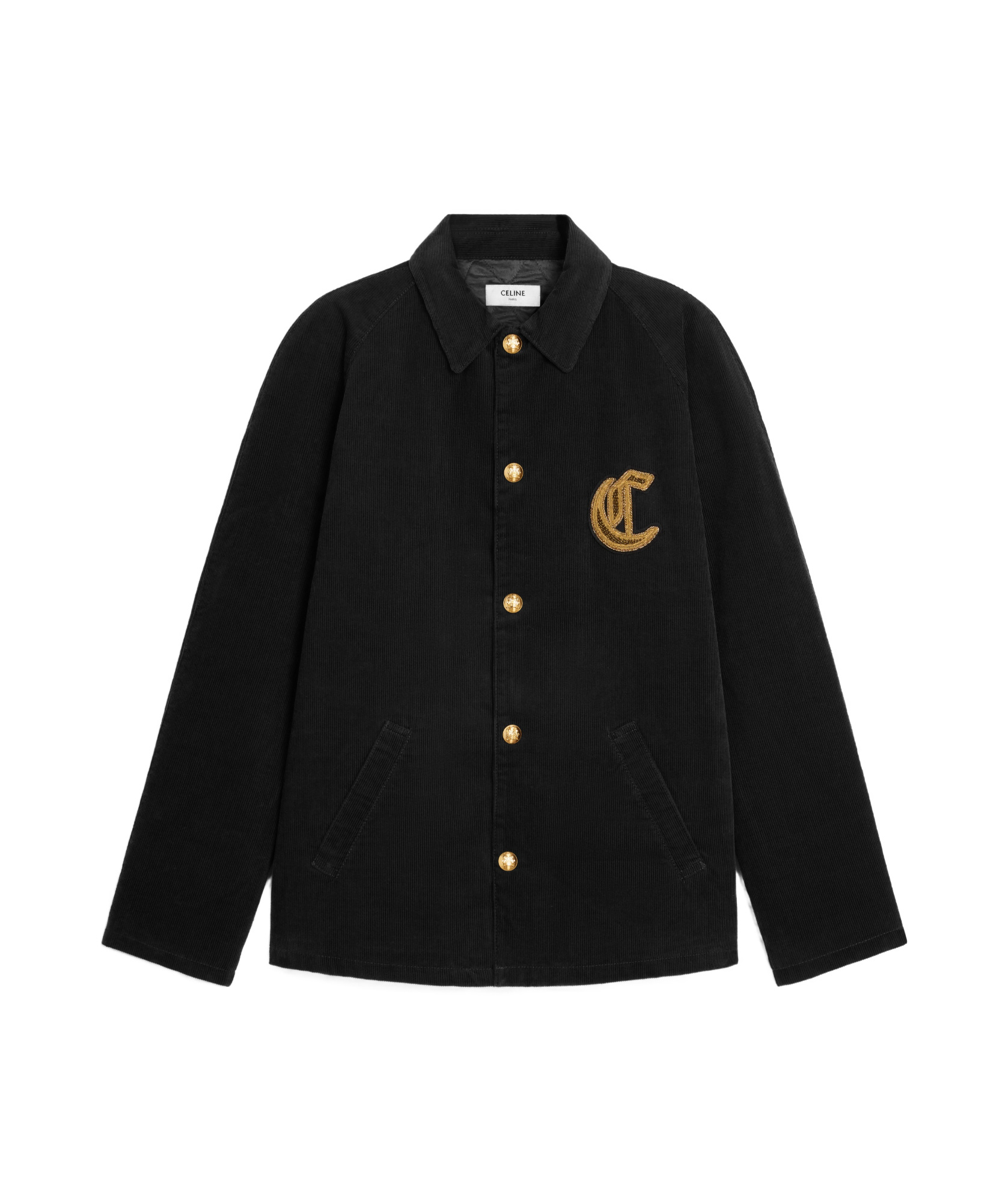 Celine Carcoat In Corduroy In Black