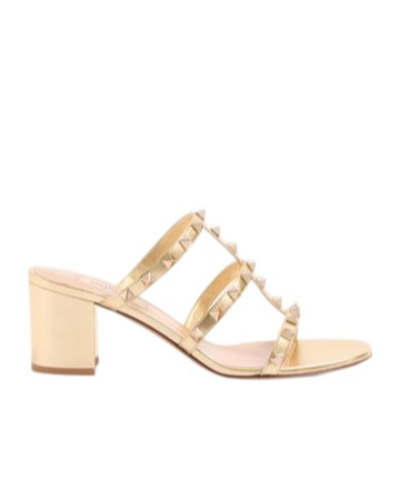 VALENTINO GARAVANI ROCKSTUD SLIDE SANDAL IN LAMINATED NAPPA LEATHER 60MM
