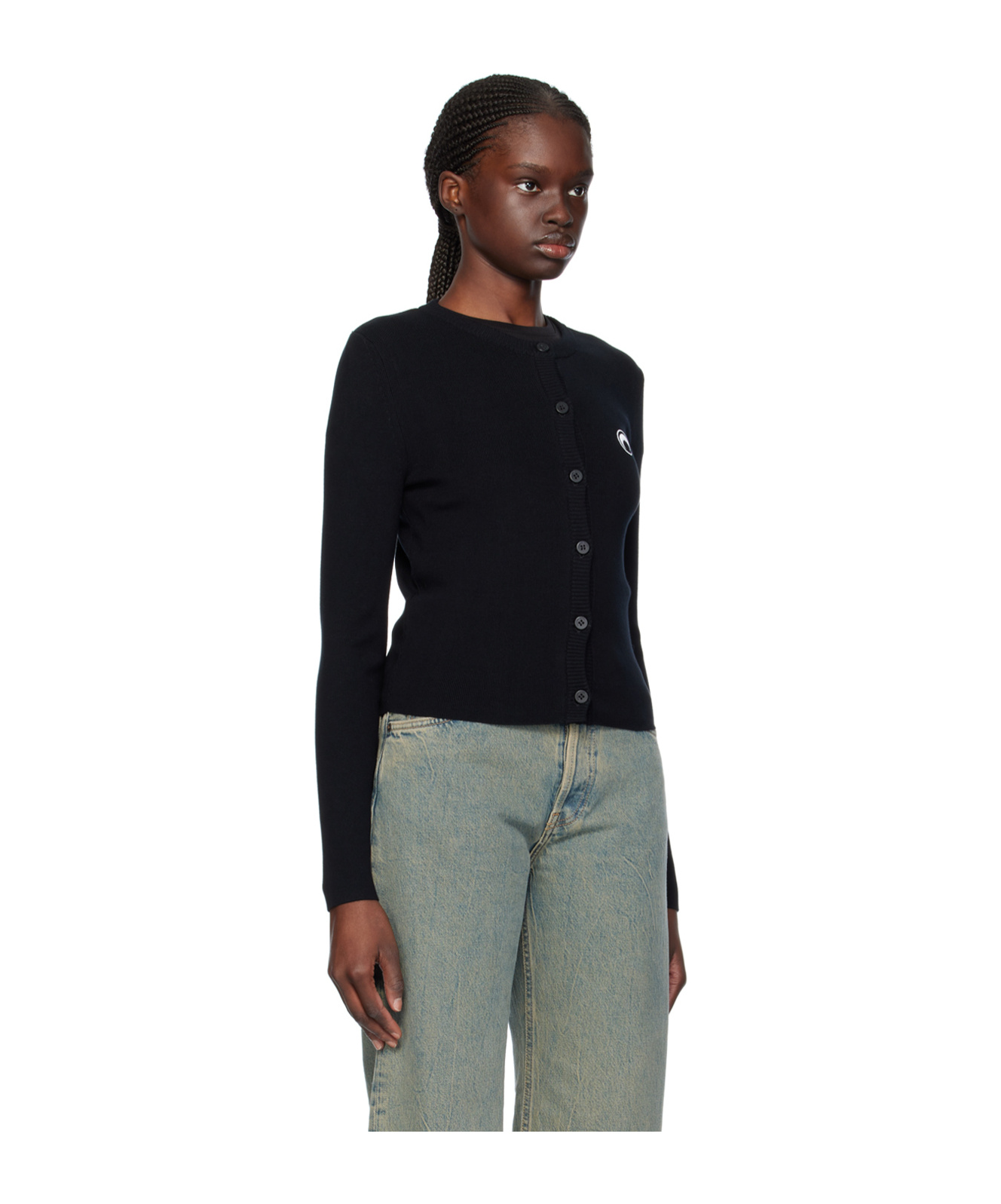 Marine Serre Core Knit Cardigan In Black