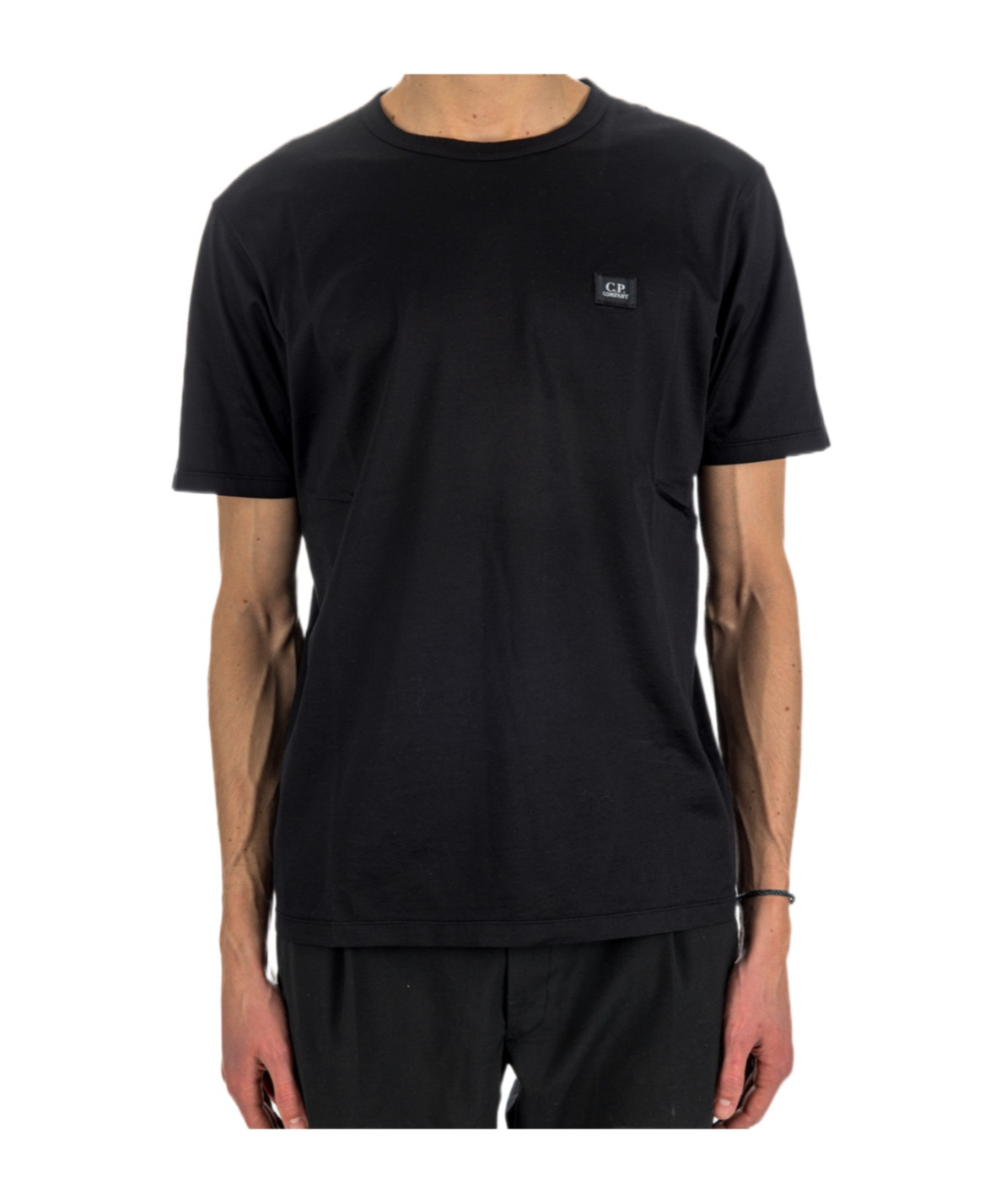 C.p. Company Blue T-shirt With Logo Printed On The Front In Black