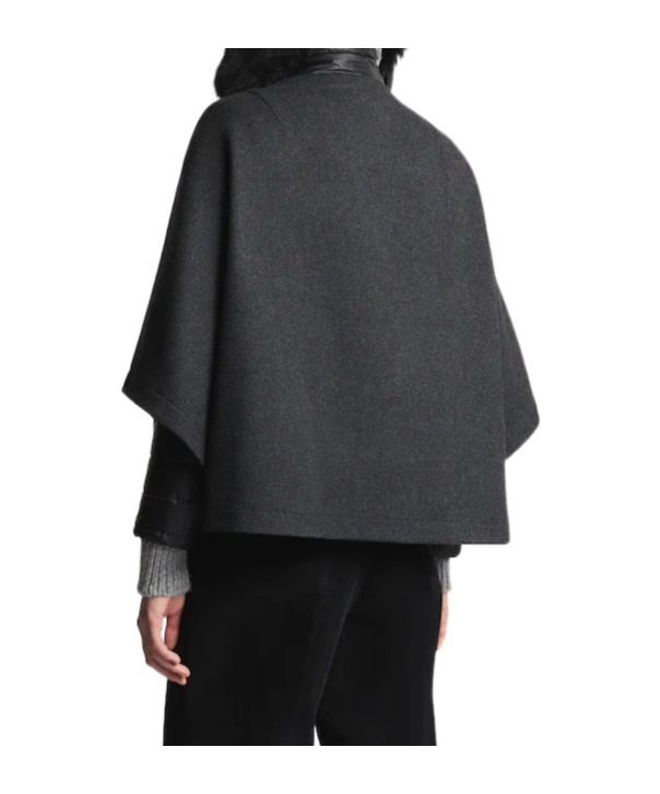 Fay Double-layer Shawl Cotton Coat In Black