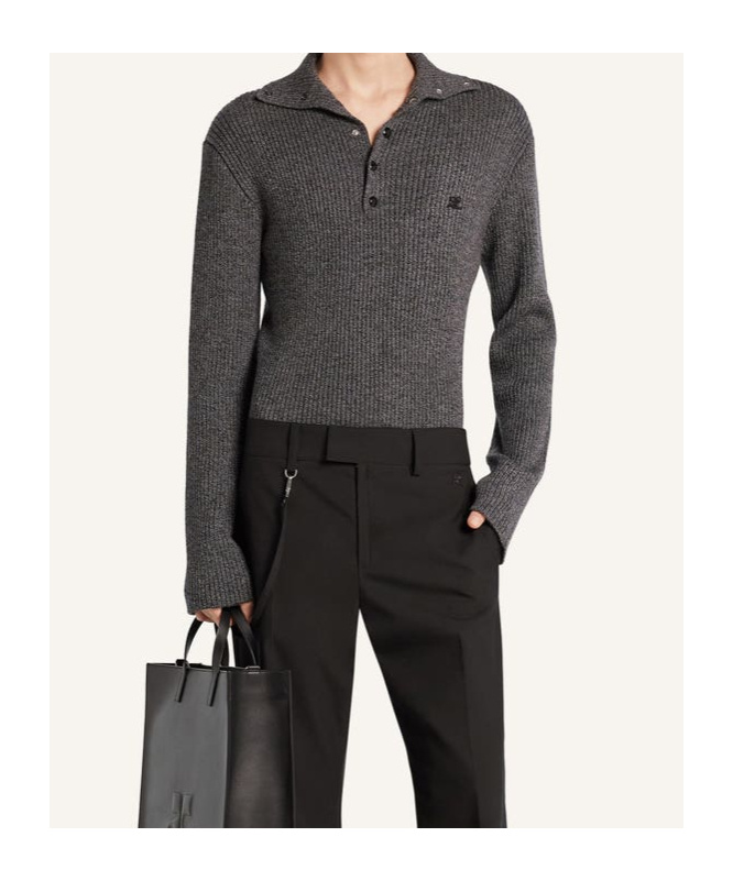 Courrèges Ribbed Wool Polo In White