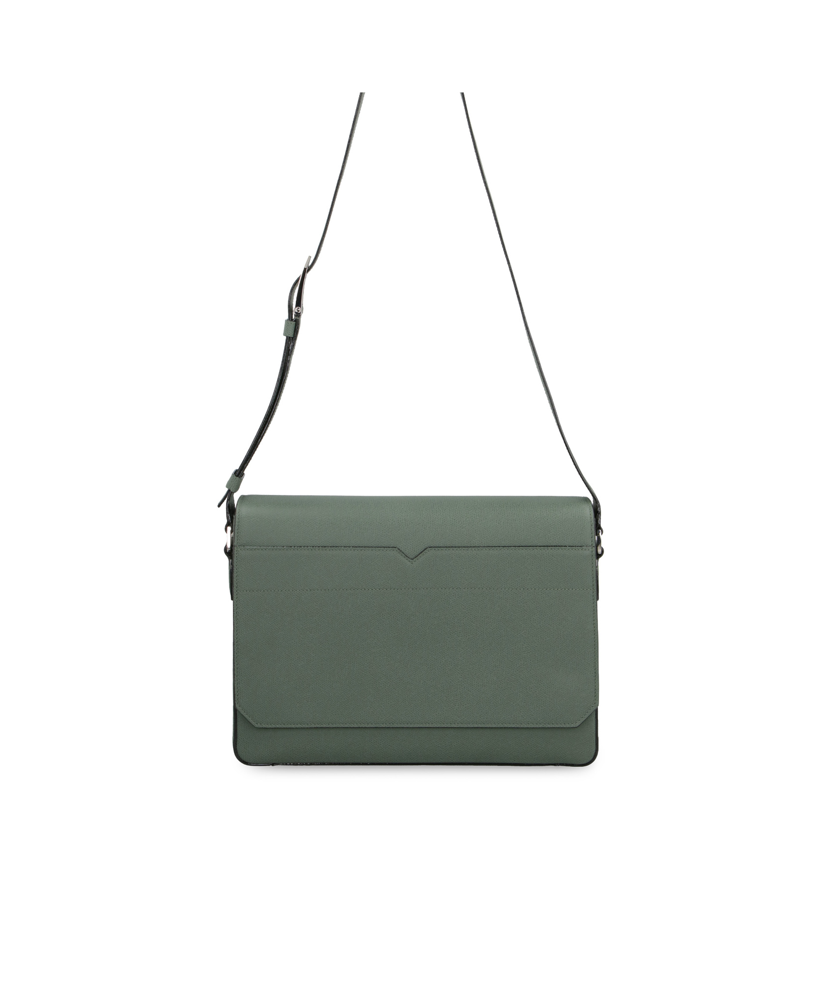 Shop Valextra V-line Foldover-top Messenger Bag In Gray