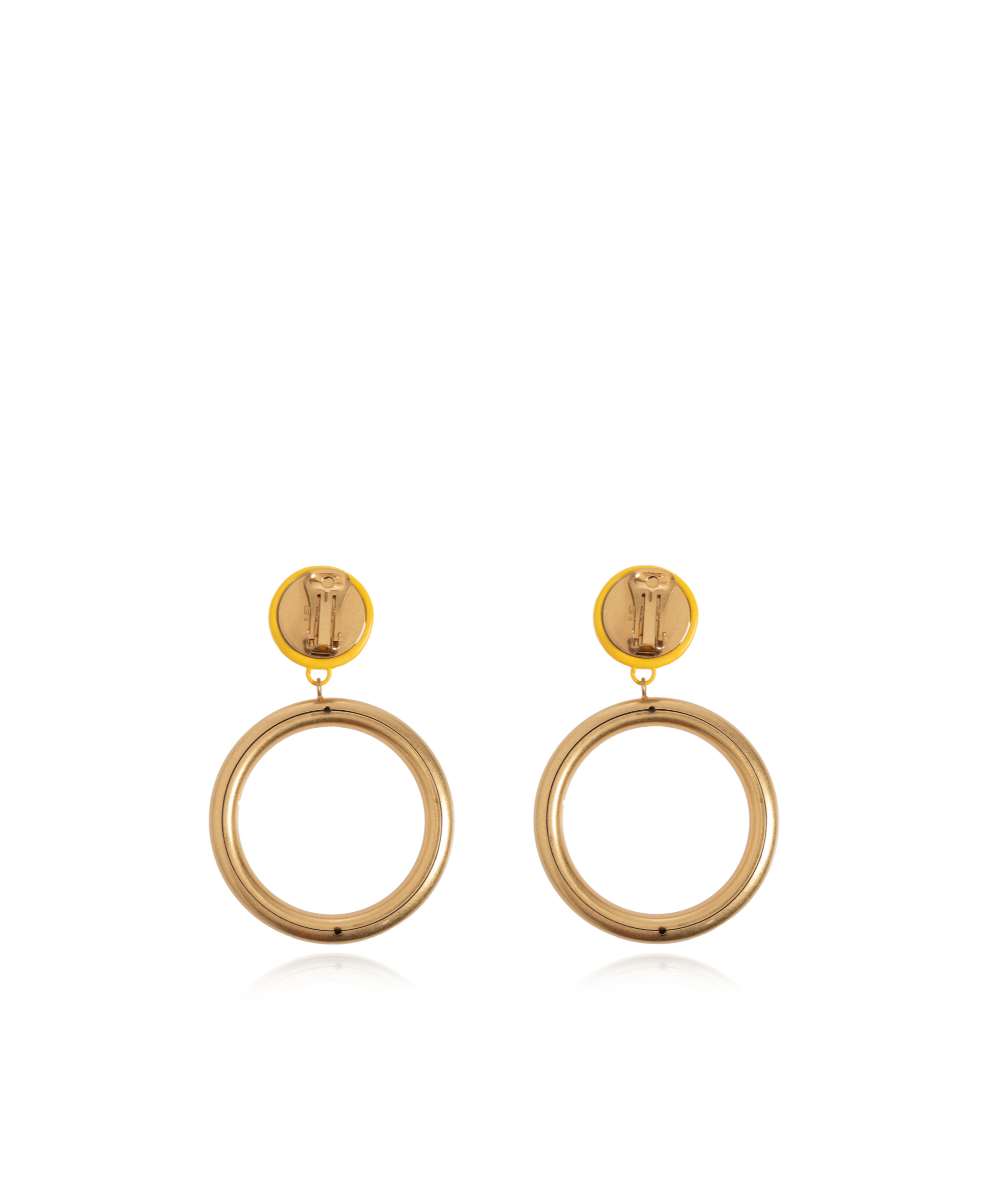 Moschino Round Smile-motif Earrings In Yellow