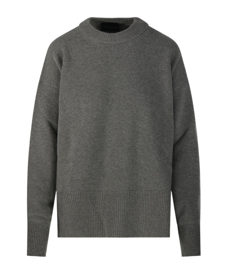 Roberto Collina Ribbed-hem Crew-neck Sweater In Gray
