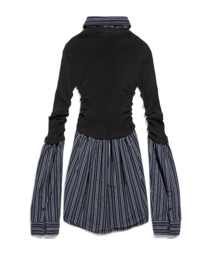 Balenciaga Layered Sweater Featuring Collared Neck In Black