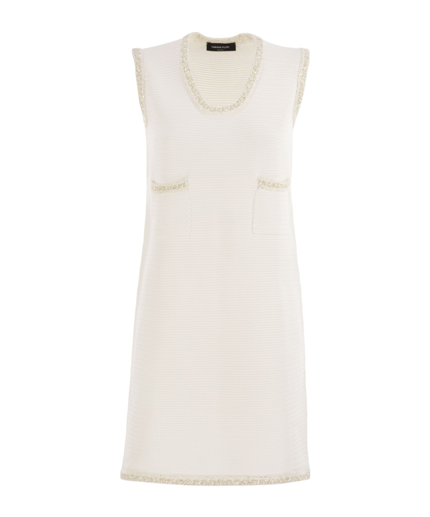 Fabiana Filippi Knitted Mini Dress With Sequin Edging In Neutral