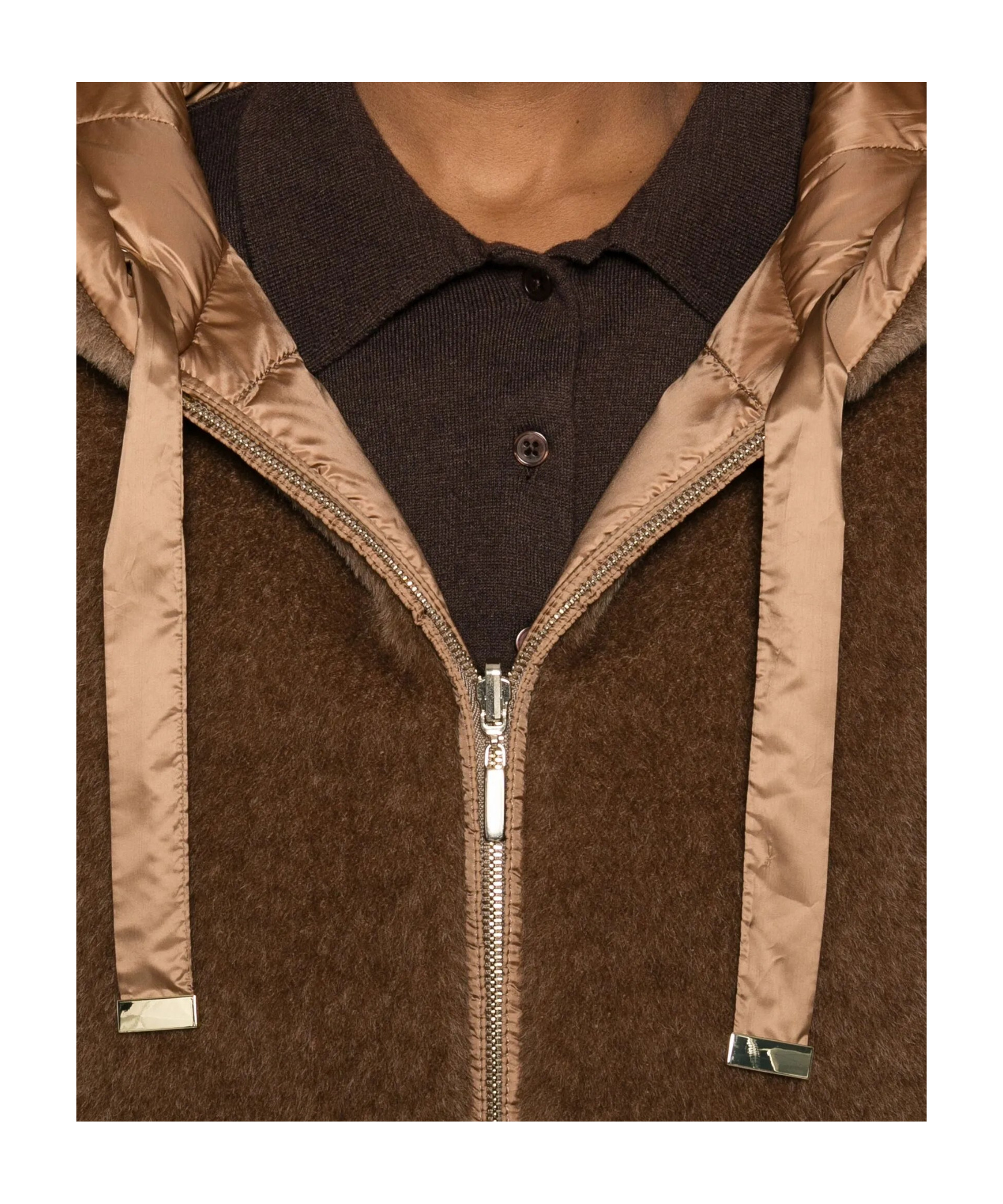 Max Mara Long-sleeved Cotton Jacket In Brown