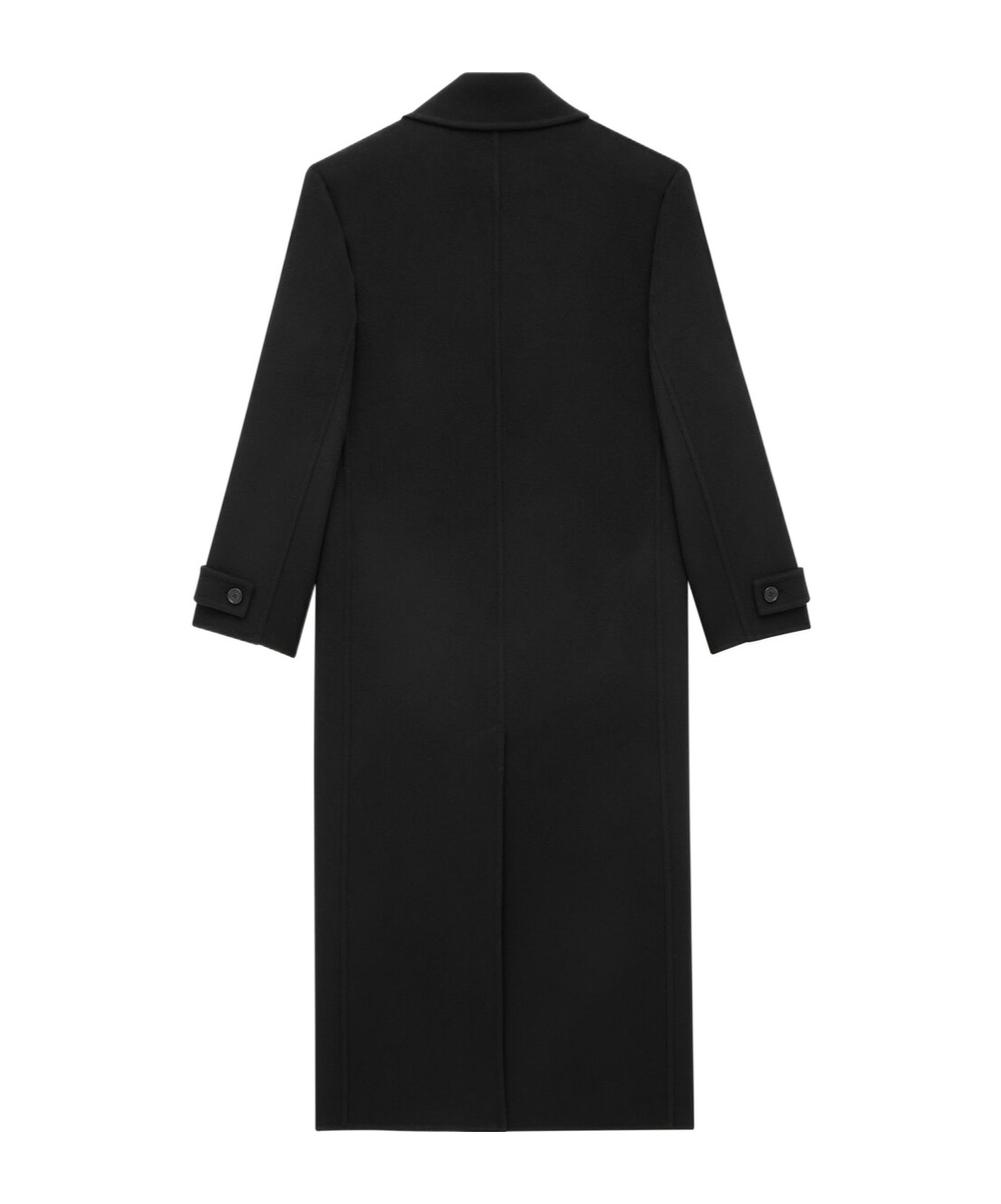 Saint Laurent Long Coat In Brushed Cashmere And Wool In Black