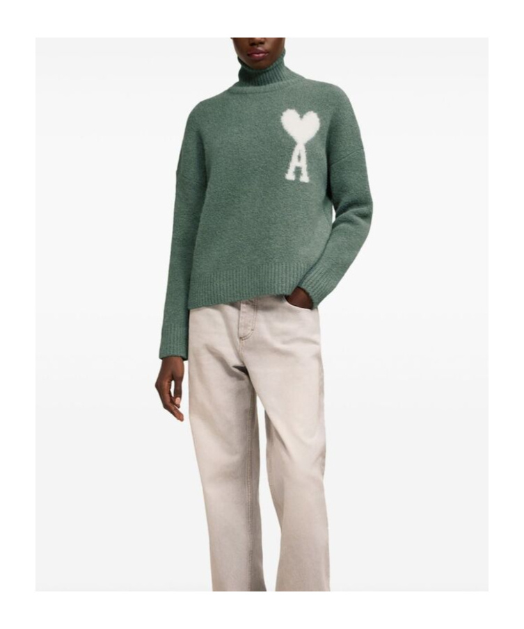 Ami Alexandre Mattiussi Long-sleeved Sweater In Green