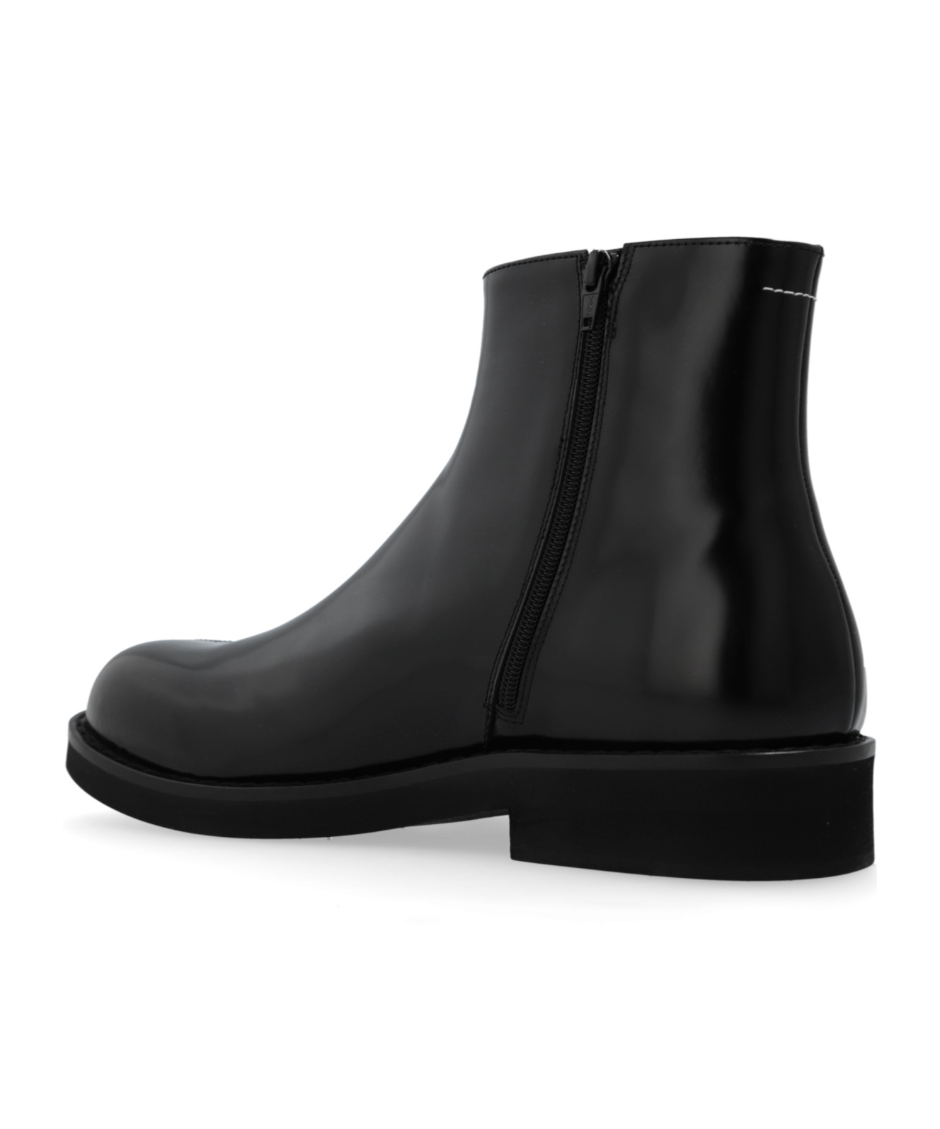 Mm6 Maison Margiela Mm6 By Maison Margiela Trunk Leather Ankle Boots With Block Heel In Black