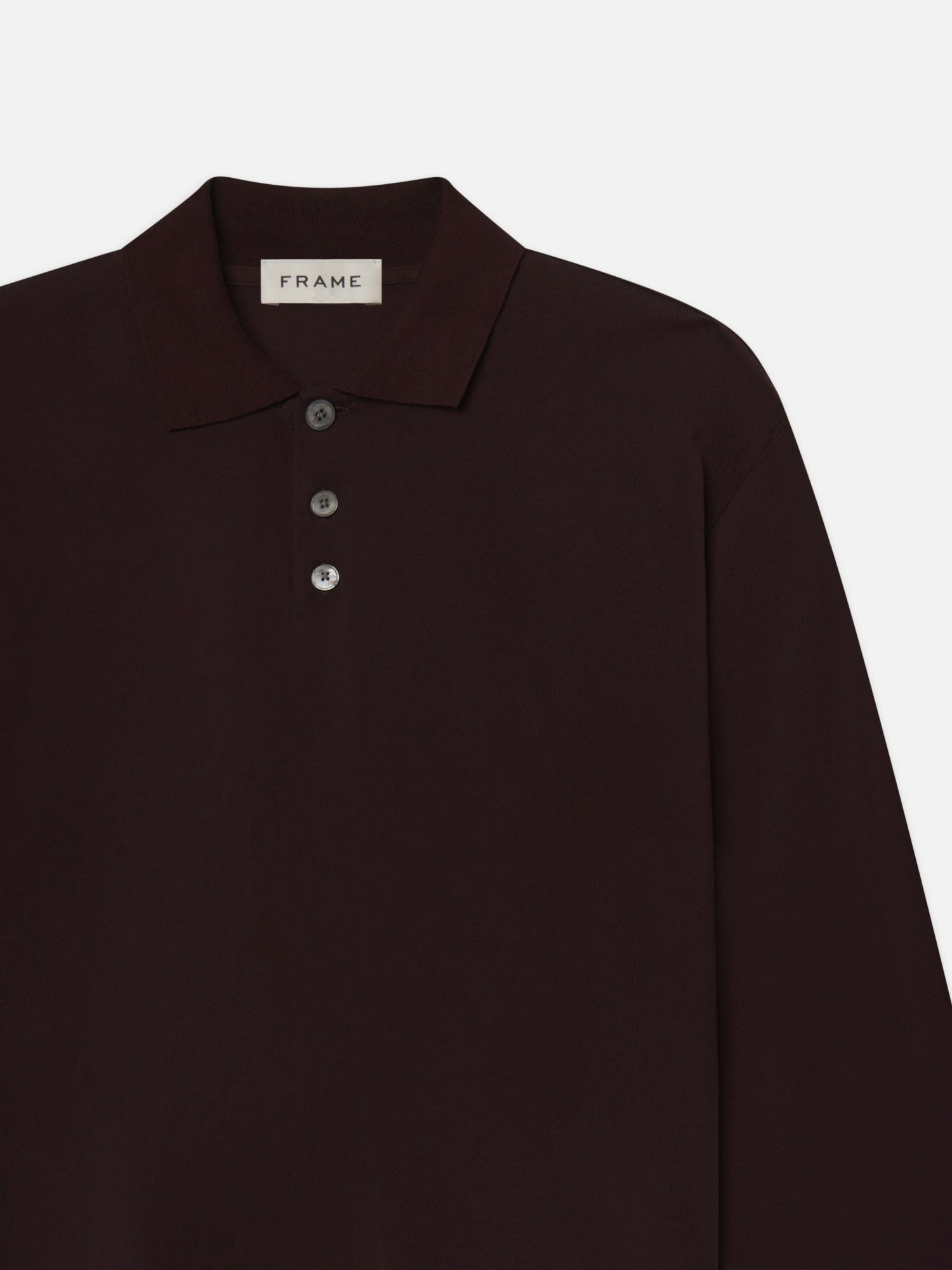 Frame Pique Regular Fit Long Sleeve Polo Shirt In Brown