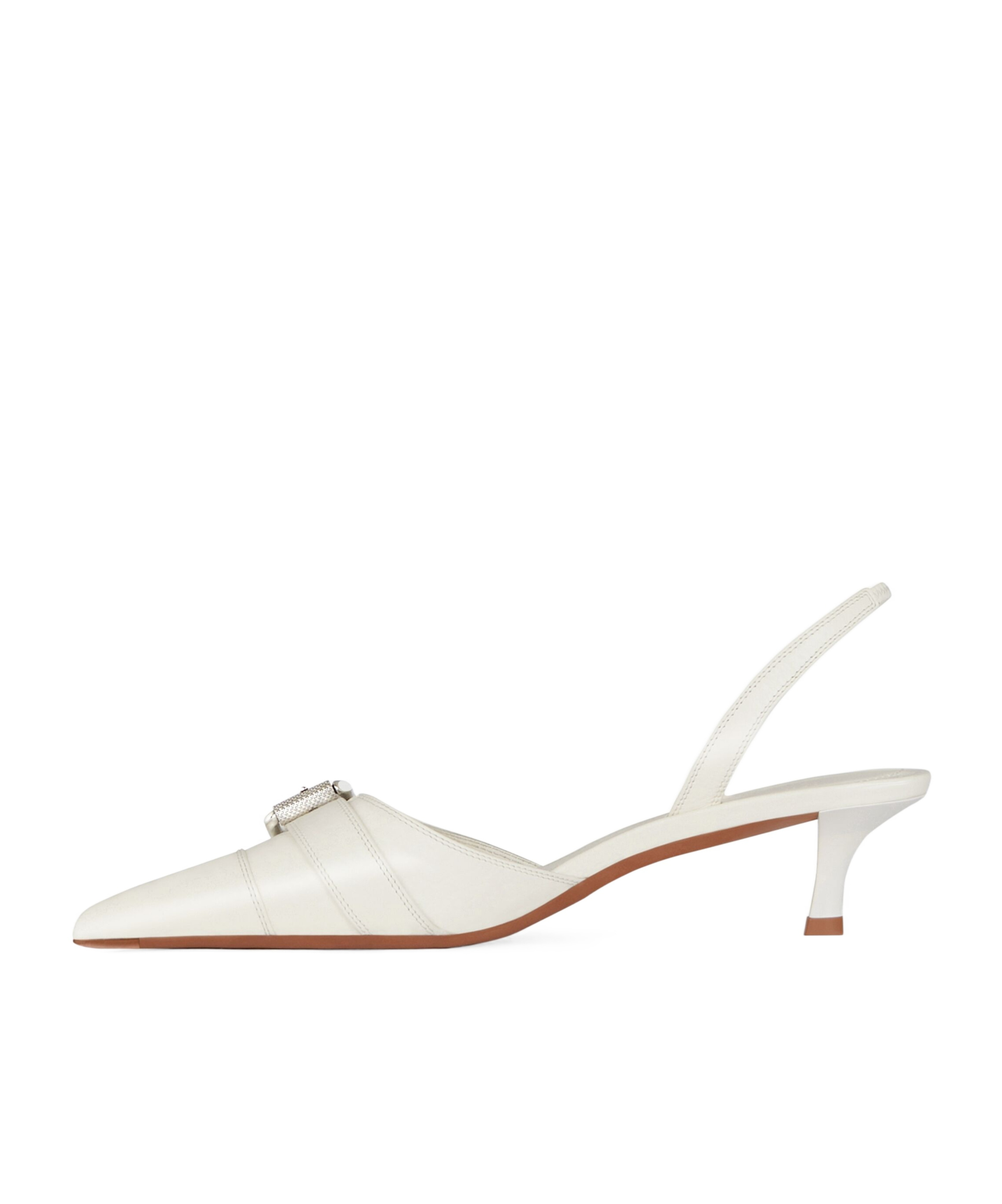 Givenchy Voyou Leather Buckle Slingback Pumps In White