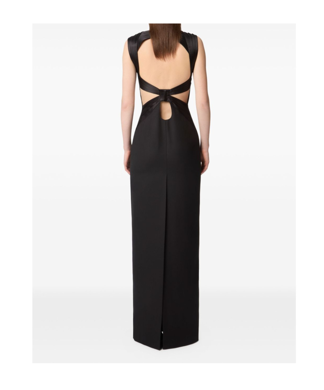 Nina Ricci Satin-panelled Open-back Maxi Dress In Black