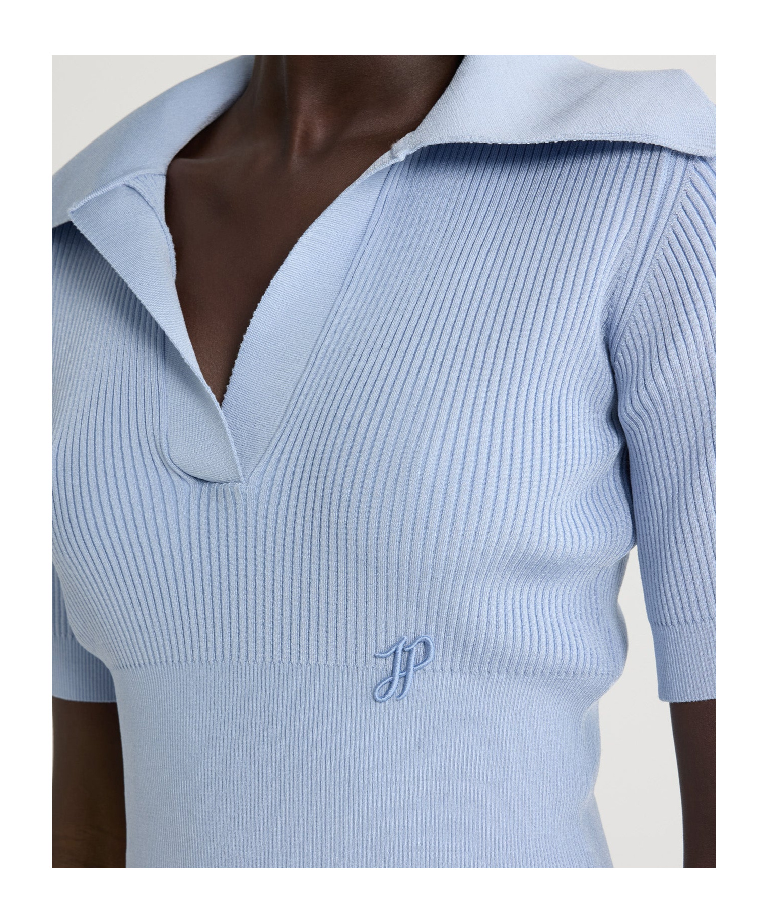 Shop Patou Knitted Polo Shirt In Pearl Blue